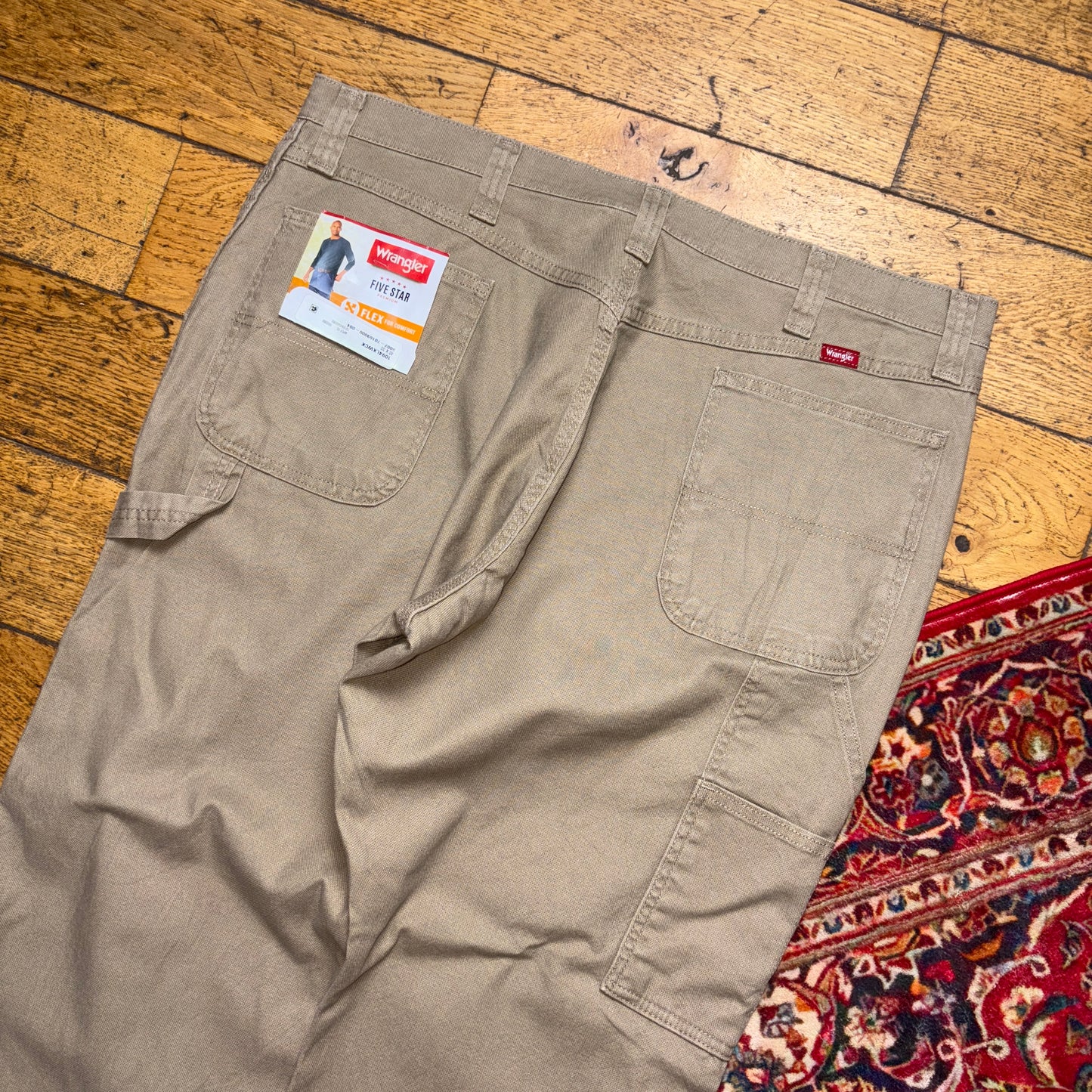 Vintage Wrangler Cream Brown Carpenter Workwear Baggy Trousers - 40S