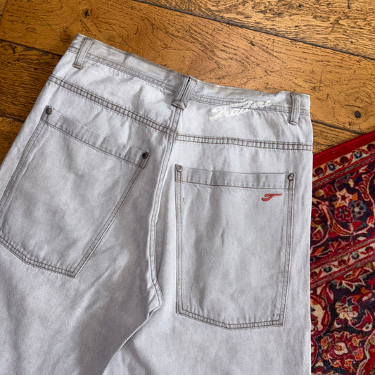 Vintage Traders Embroidered Hip Hop Grey Baggy Shorts Jorts - 32