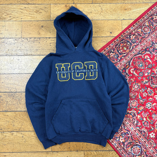 Vintage USA College Navy Embroidered Hoodie Sweatshirt - XS