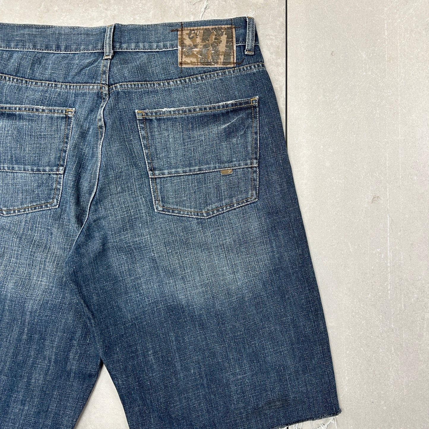 Vintage Embroidered Hip Hop Baggy Shorts Blue Jorts - 36