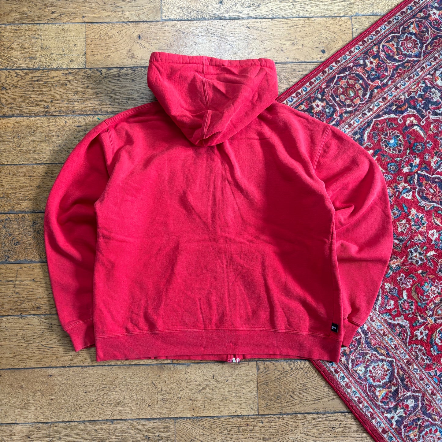 Vintage Puma Red Zip Boxy Hoodie Embroidered Sweatshirt - M