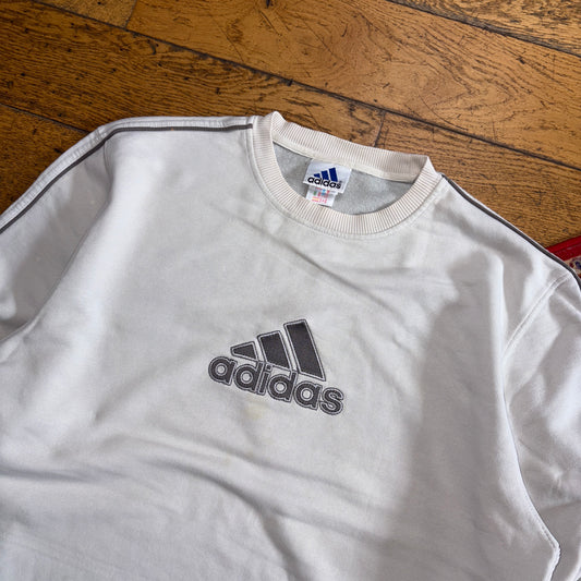 Vintage 90s Adidas Grey Embroidered Sweatshirt - L