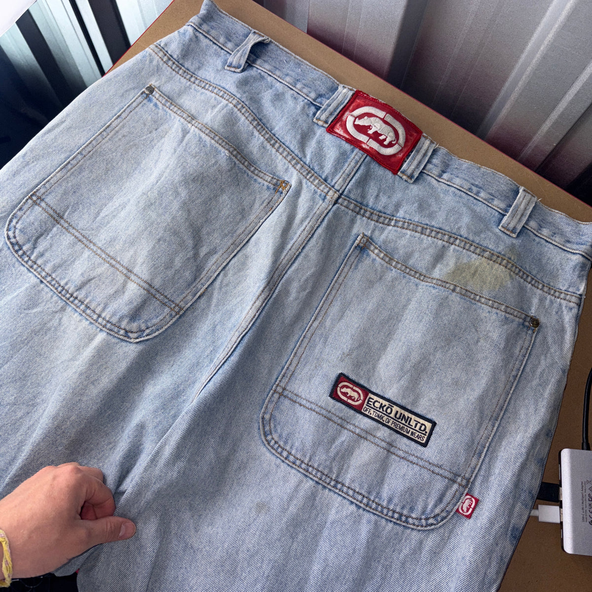 Ecko Unltd Blue Embroidered Japanese Denim Hip Hop Y2K Baggy Jeans - 40S