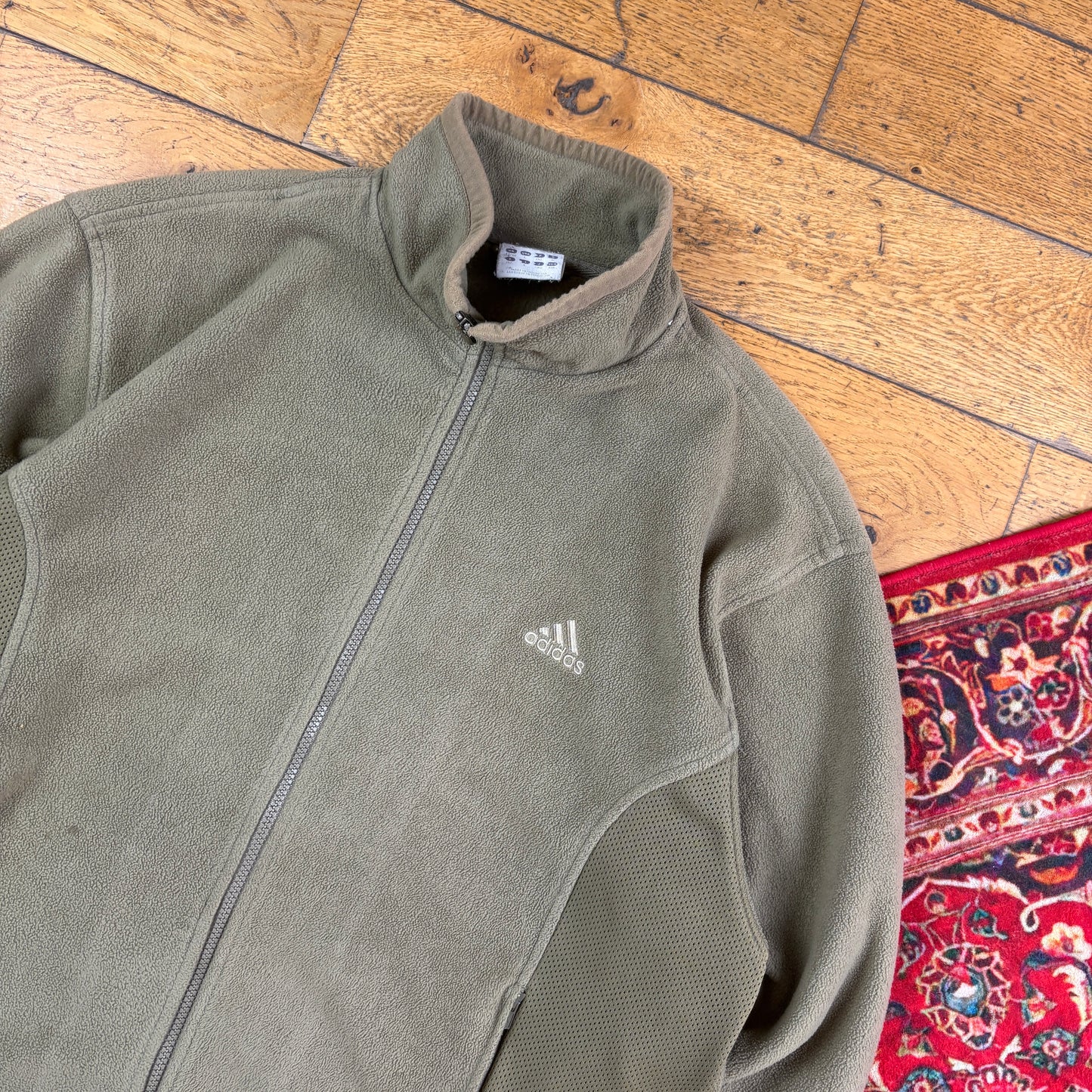 Vintage Adidas Green Fleece Zip Embroidered Sweatshirt - L