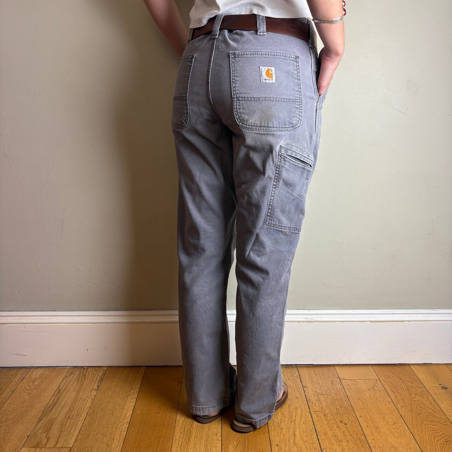 Vintage Carhartt Workwear Grey Carpenter Baggy Trousers - 34S