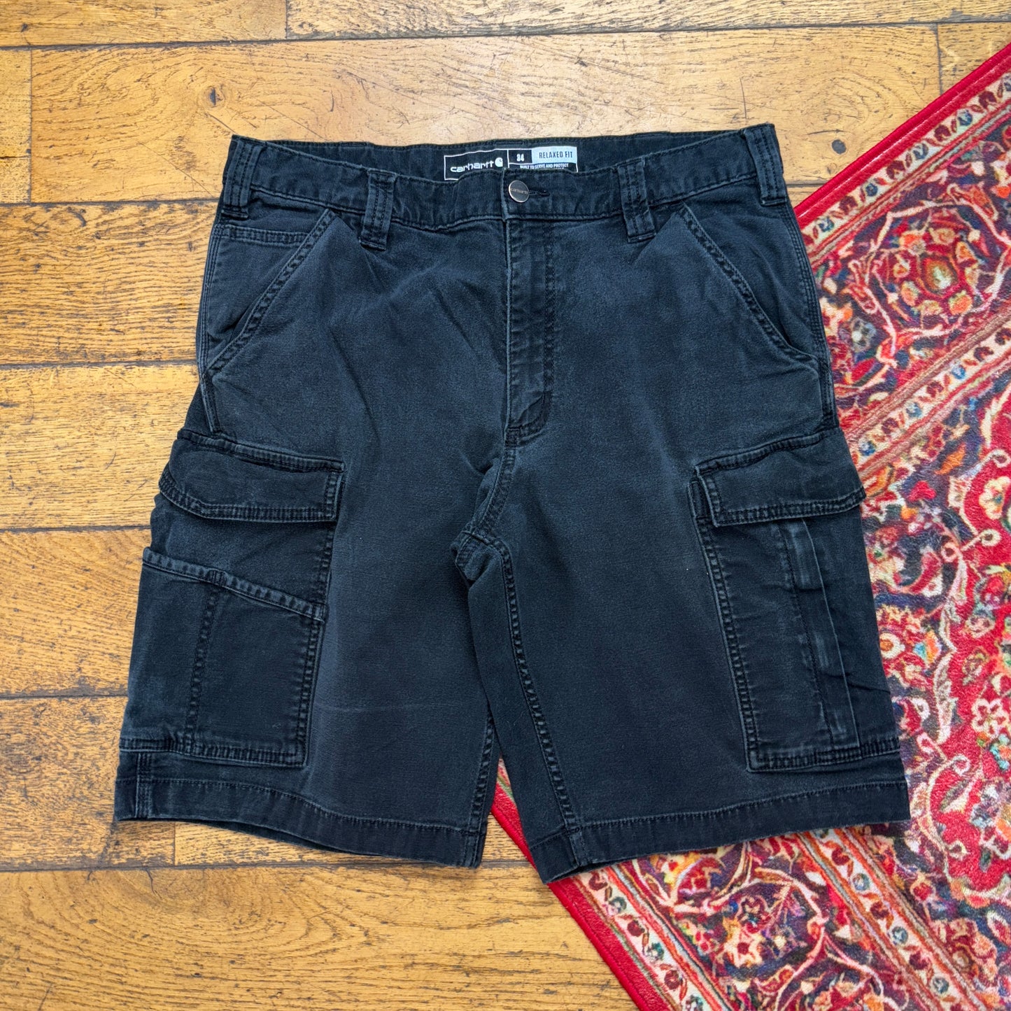 Vintage Carhartt Black Workwear Baggy Carpenter Shorts - 34