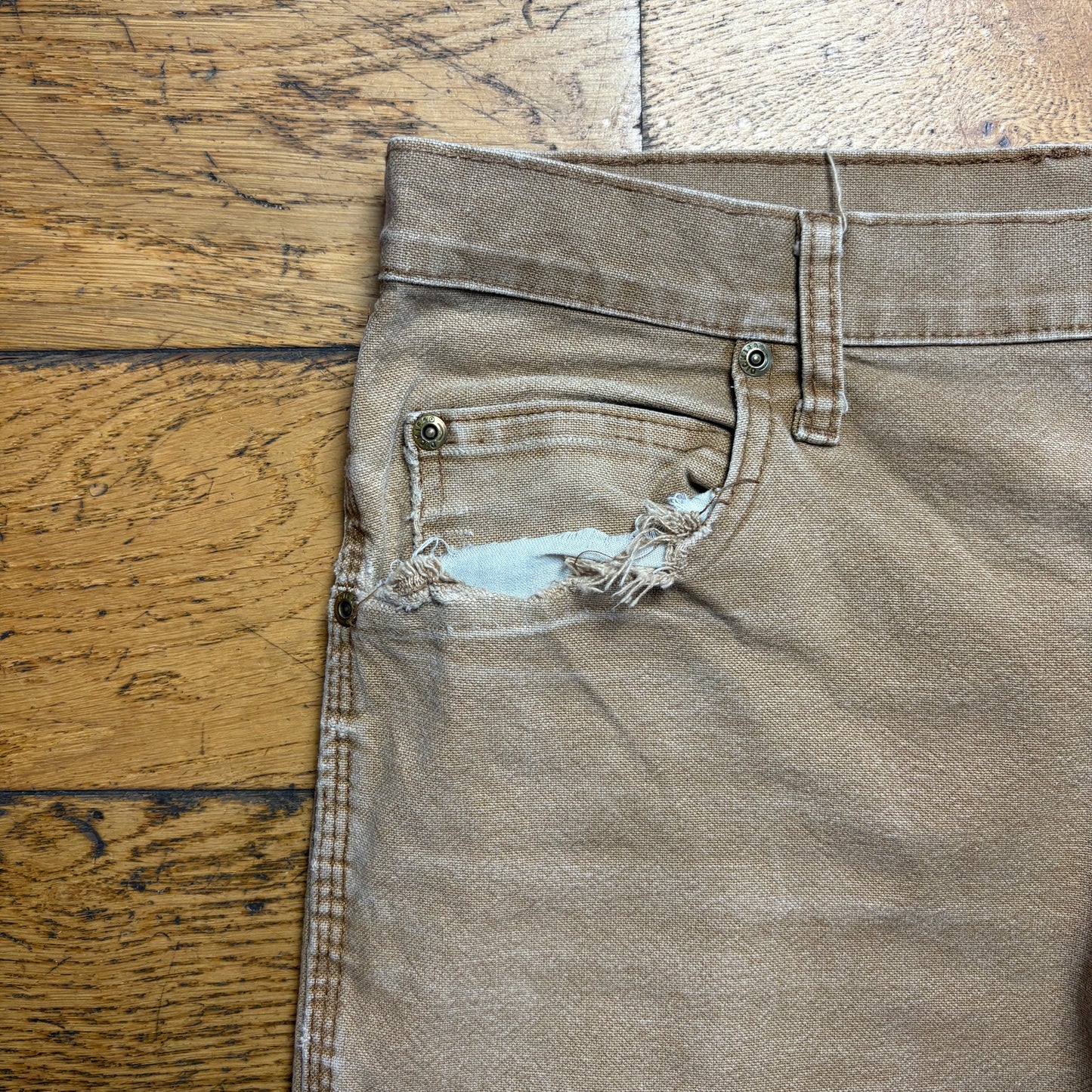 Vintage Dickies Workwear Carpenter Brown Baggy Trousers - 38S