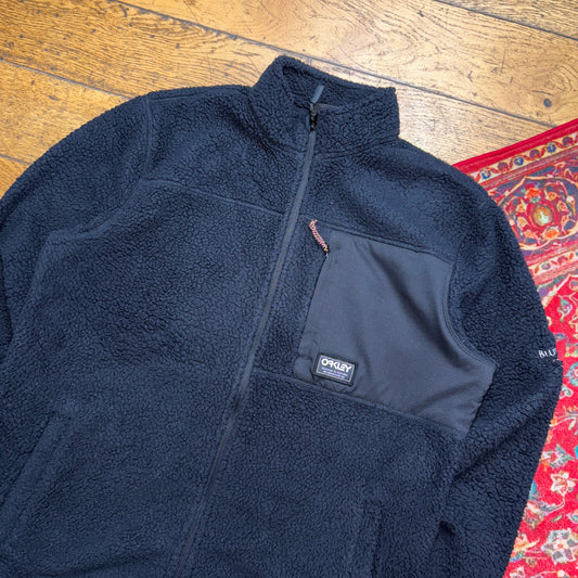 Vintage Oakley Black Gorpcore Fleece Jumper Embroidered Sweatshirt - L