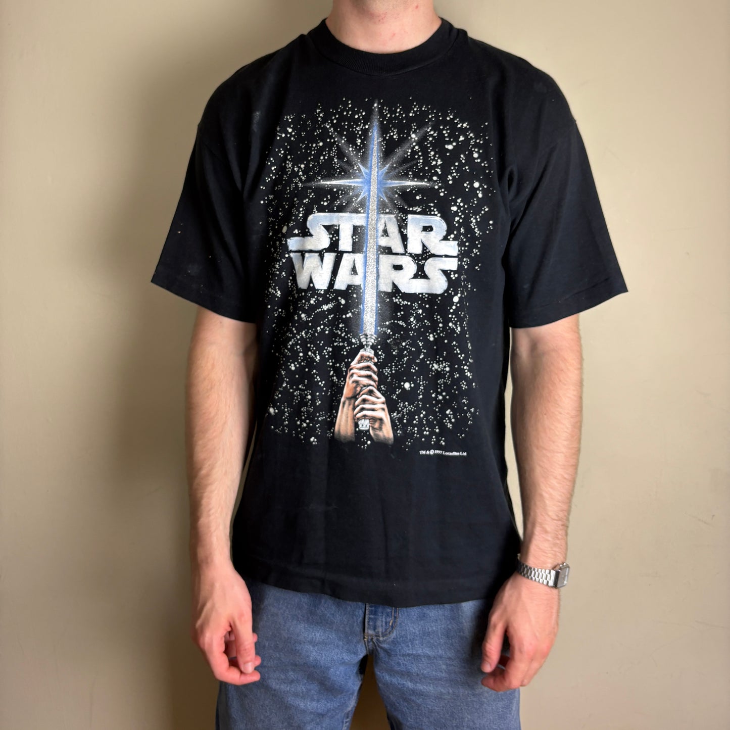 Vintage 1997 Star Wars Black Movie Tee Single Stitch Graphic T-Shirt - L