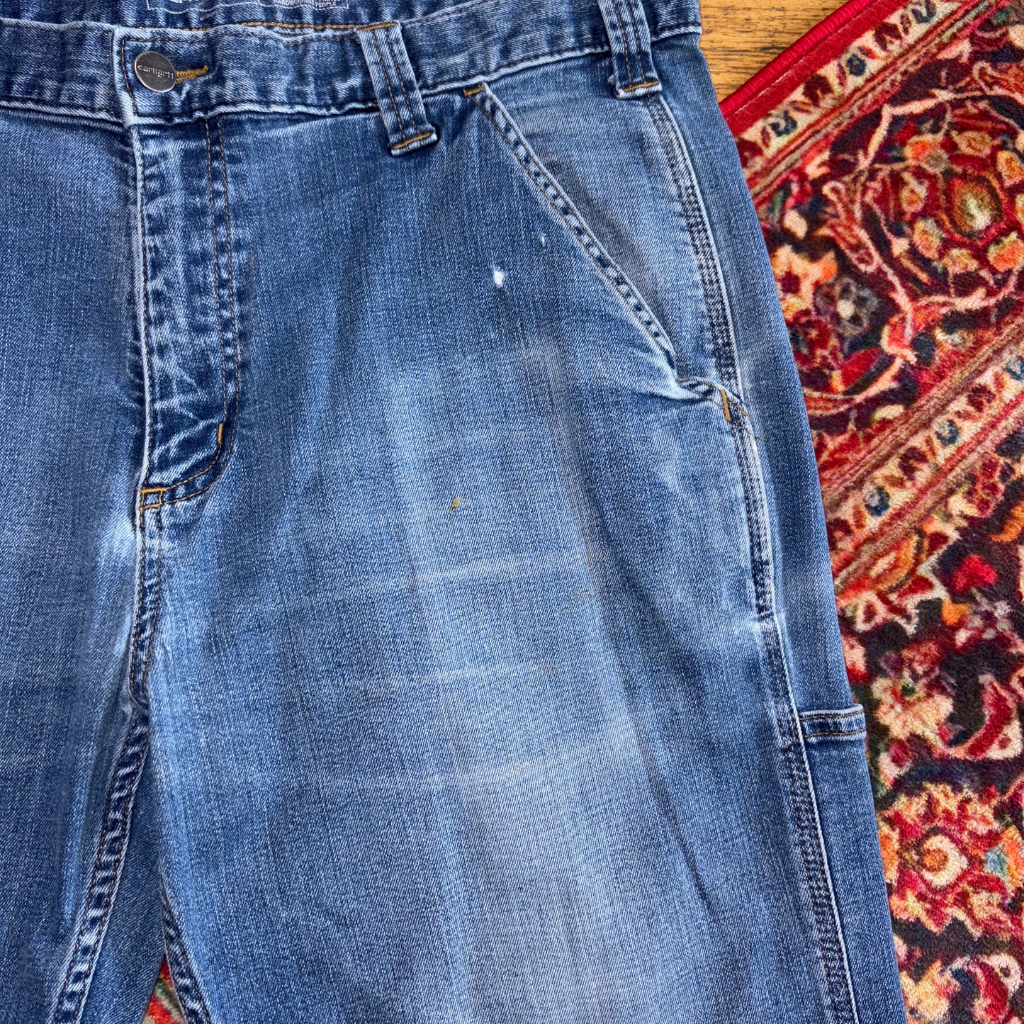 Vintage Carhartt Workwear Straight Blue Carpenter Shorts - 36