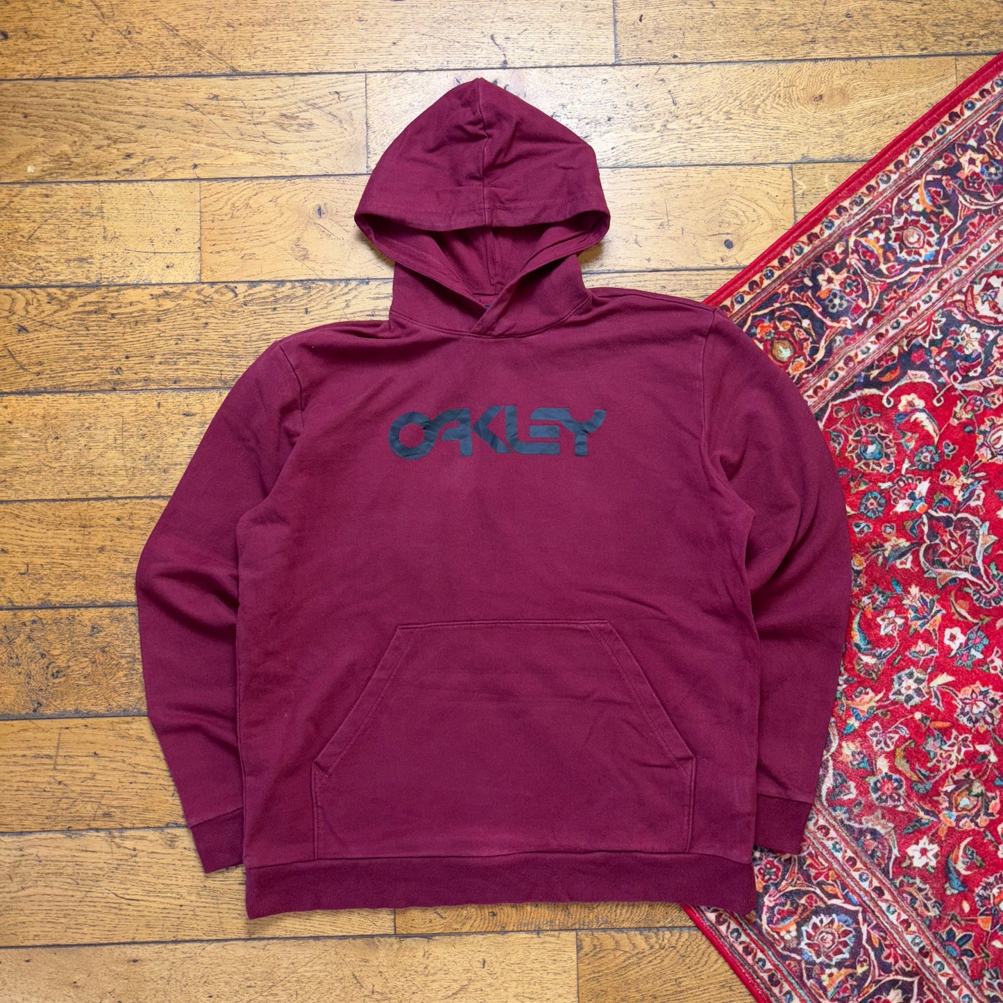 Vintage Oakley Burgundy Hoodie Sweatshirt - 2XL