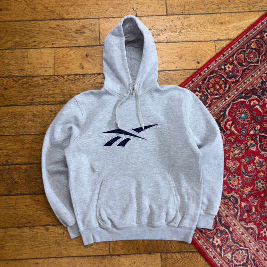 Vintage Reebok Grey Y2K Embroidered Hoodie Sweatshirt - M
