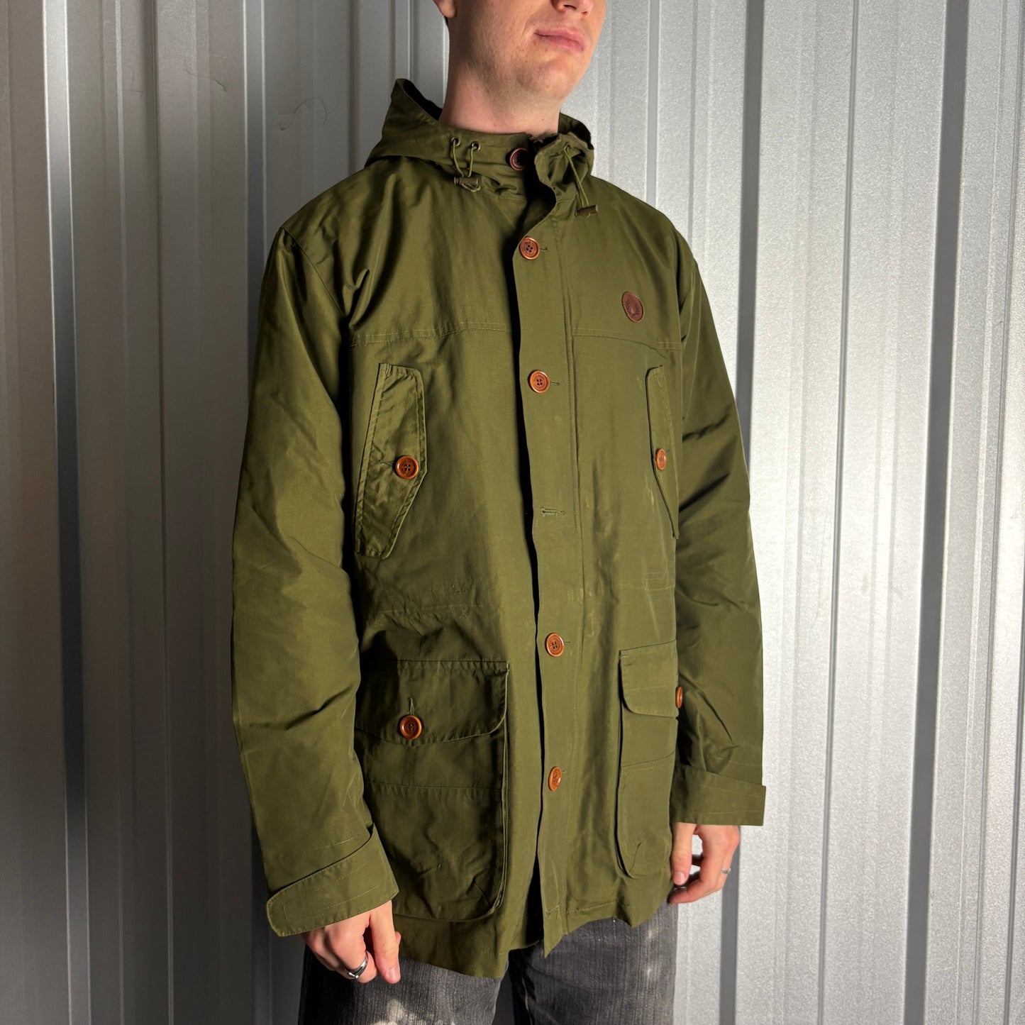 Vintage Fred Perry Green Parka Jacket Coat - L
