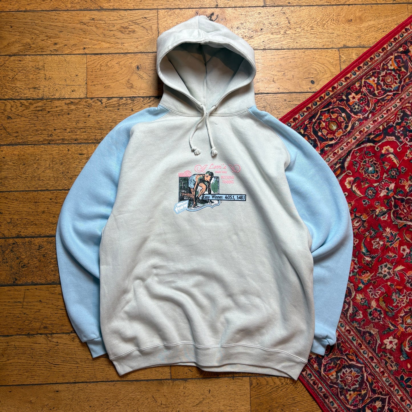 Vintage 90s Levis White Blue Hoodie Sweatshirt - L