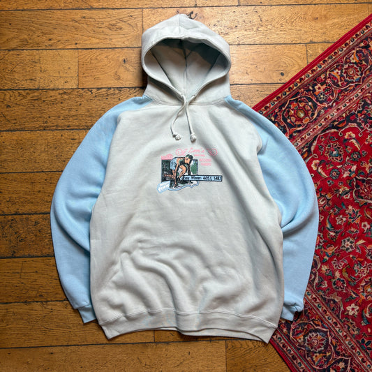 Vintage 90s Levis White Blue Hoodie Sweatshirt - L