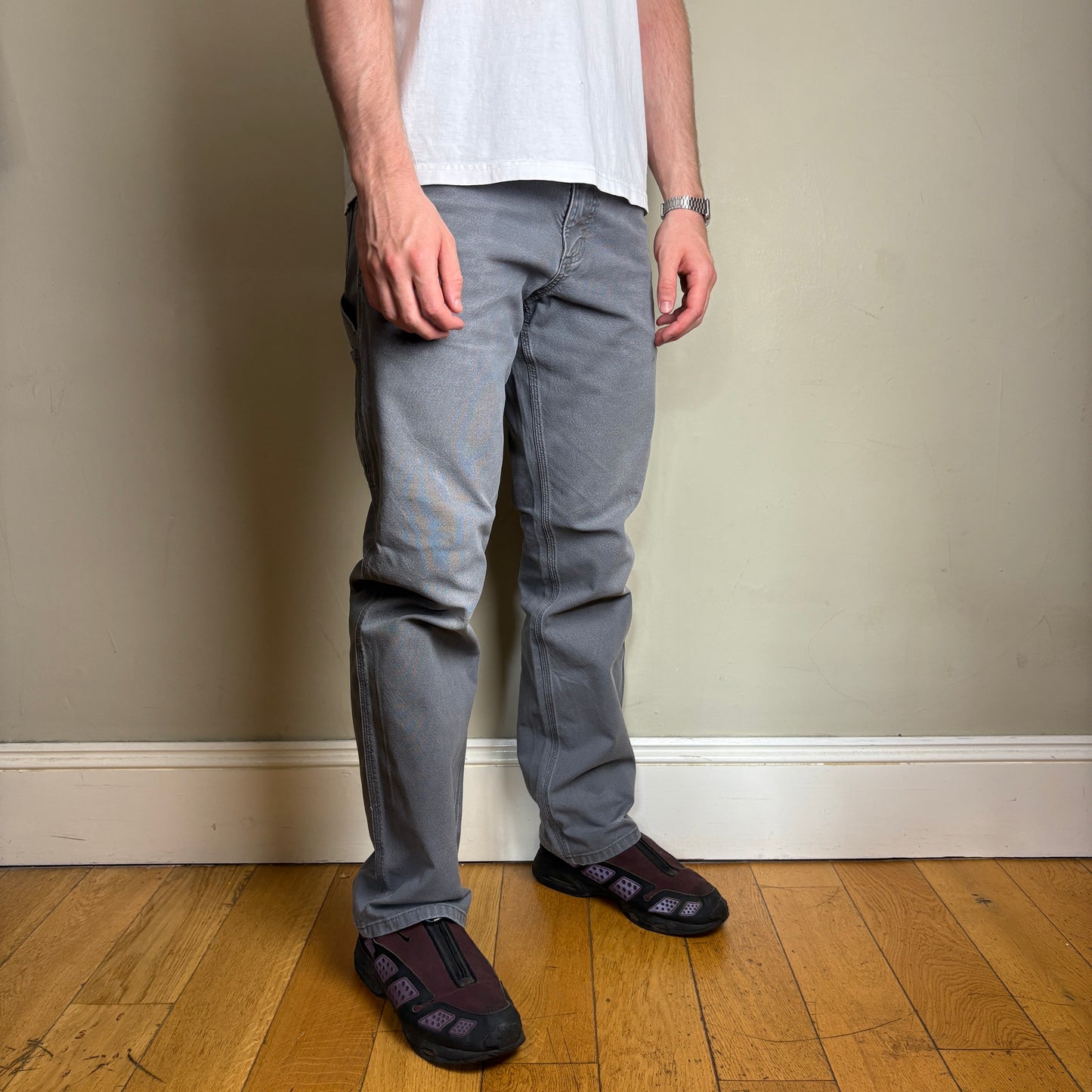 Vintage Carhartt Grey Workwear Carpenter Baggy Trousers - 33L