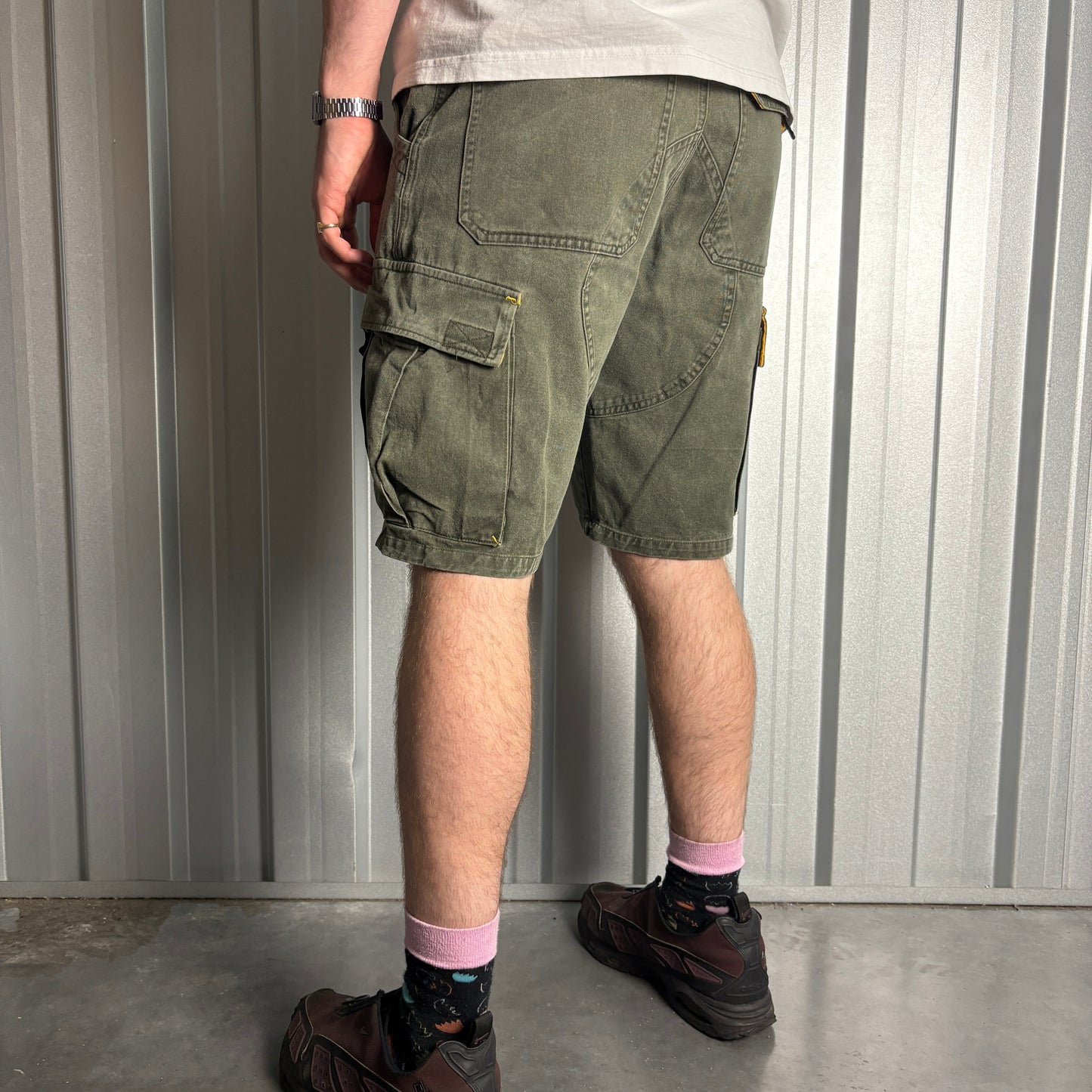 Vintage Red Head Green Embroidered Y2K Hip Hop Baggy Cargo Shorts Jorts - 30
