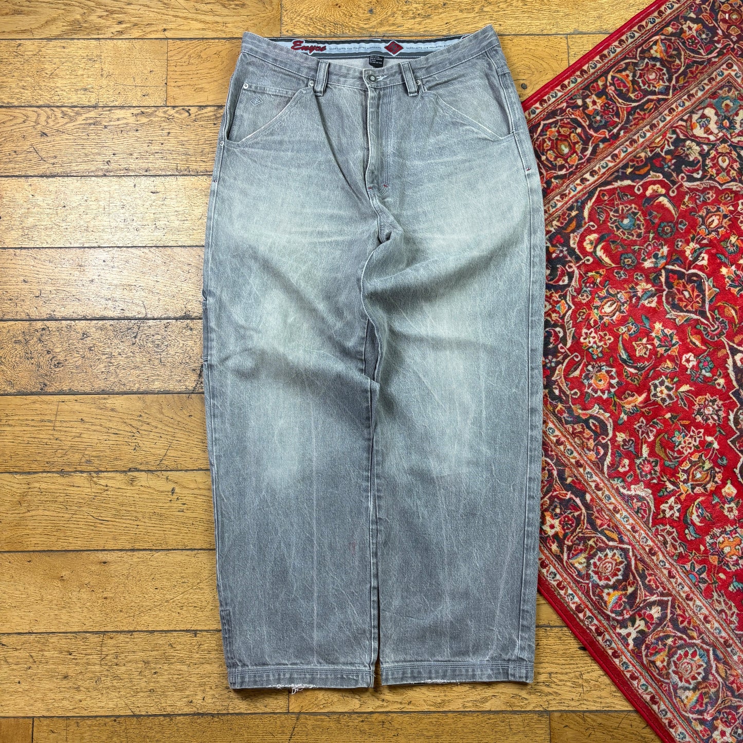 Vintage Enyce Grey Embroidered Y2K Hip Hop Baggy Jeans - 36