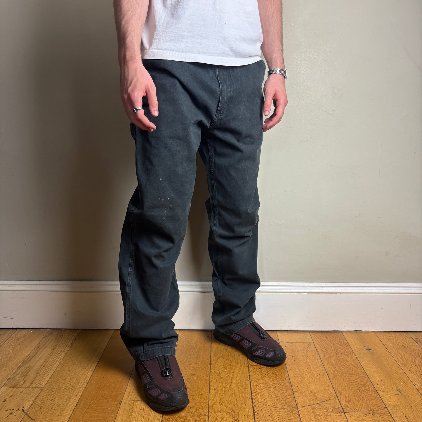 Vintage Carhartt Black Workwear Carpenter Baggy Trousers - 38L