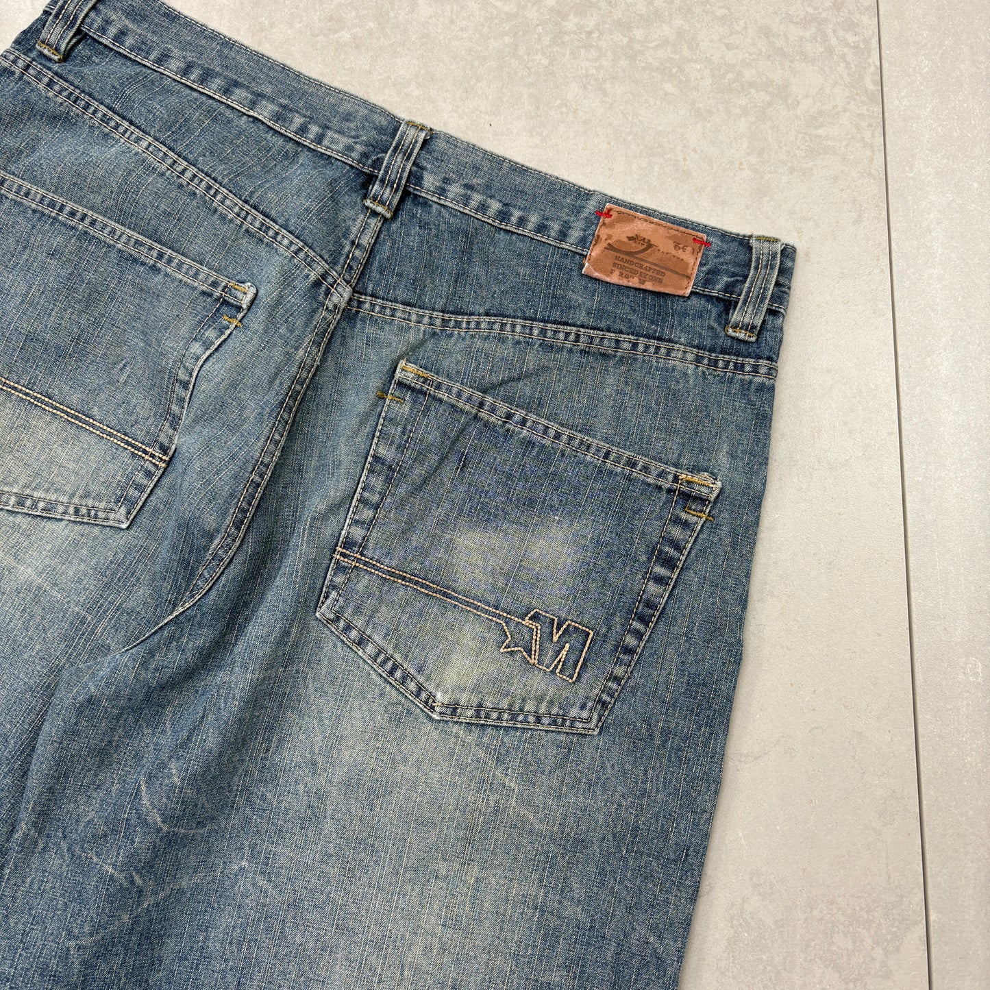 Vintage Mecca Embroidered Blue Hip Hop Baggy Shorts Jorts - 38