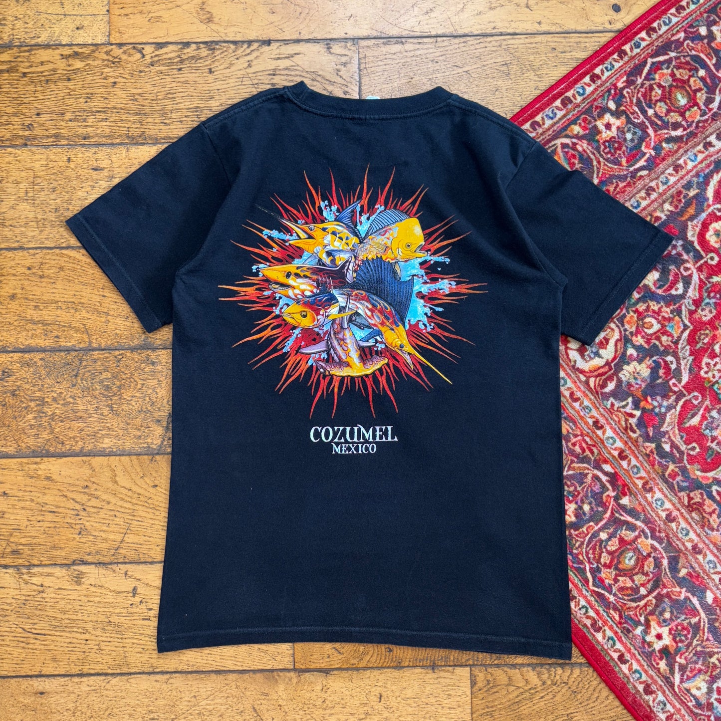 Vintage Mexico Fish Swordfish Black Graphic T-Shirt - XS