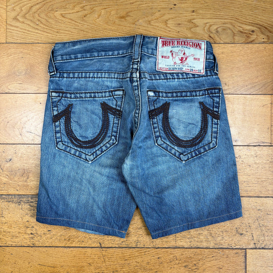 Vintage True Religion Blue Embroidered Y2K Shorts Jorts - 32