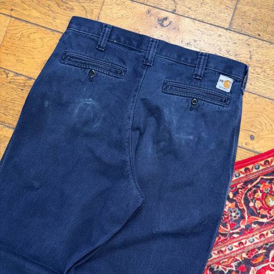 Vintage Carhartt Navy Workwear Carpenter Baggy Trousers - 33L