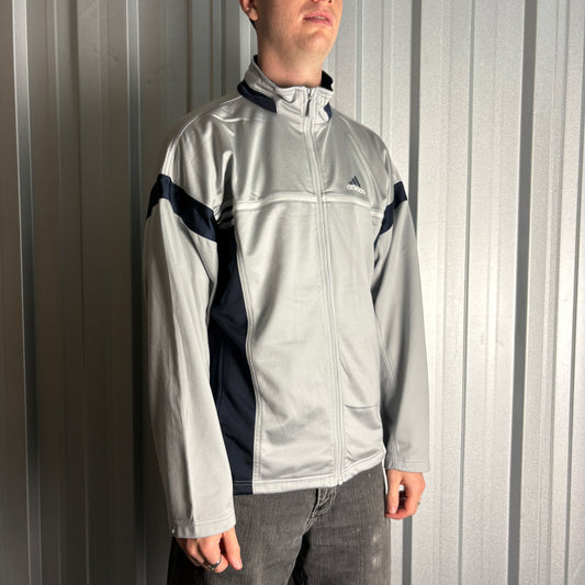 Vintage Adidas Grey Silver 00s Y2K Tracksuit Track Jacket - M