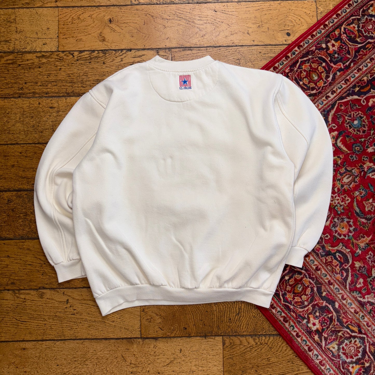 Vintage 90s Starter Georgia Bulldogs Embroidered Cream White Boxy Sweatshirt - M