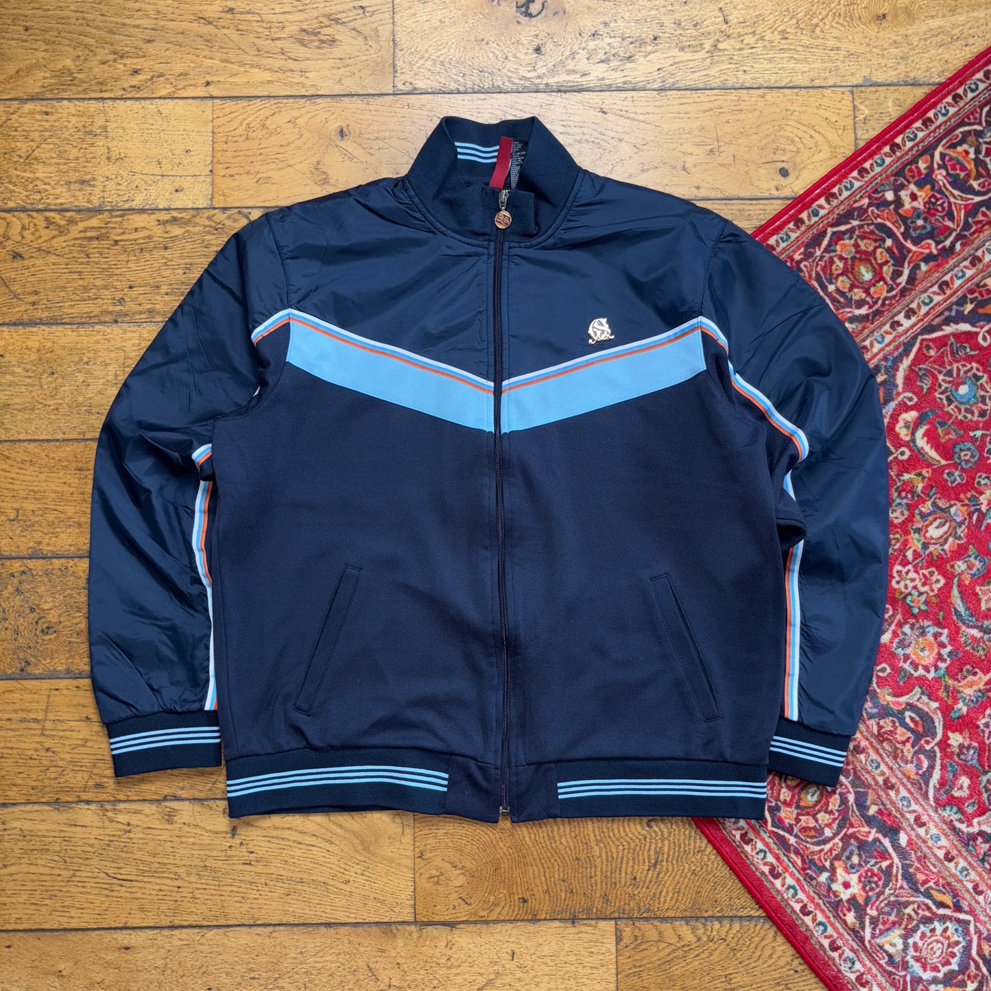 Vintage Quiksilver Navy Surfwear Track Bomber Jacket - L