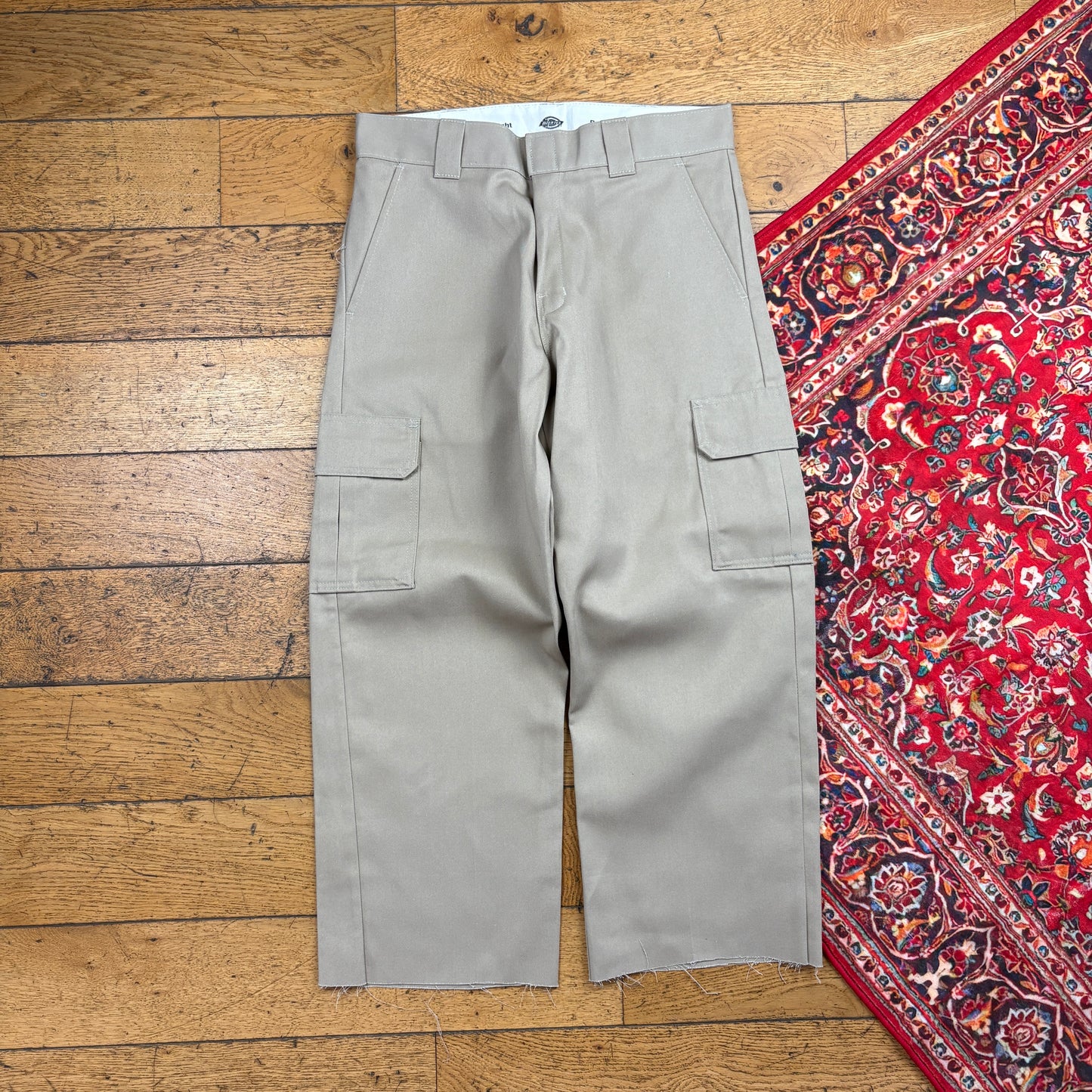 Vintage Dickies 874 Cream Cargo Baggy Skate Trousers - 32