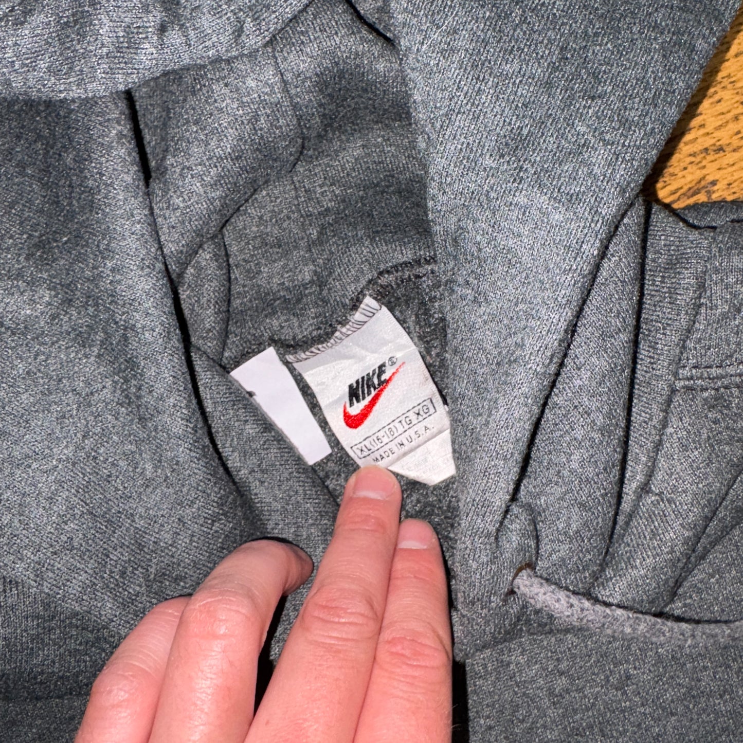 Vintage 90s Nike Swoosh Grey Hoodie Womens Embroidered Sweatshirt - XL