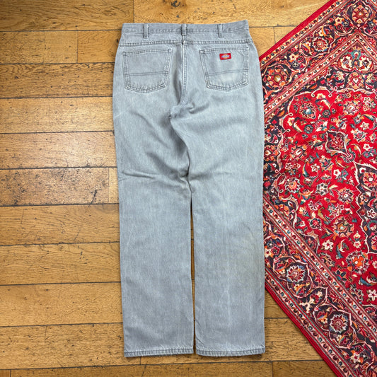 Vintage Dickies Grey Workwear Carpenter Baggy Jeans - 36