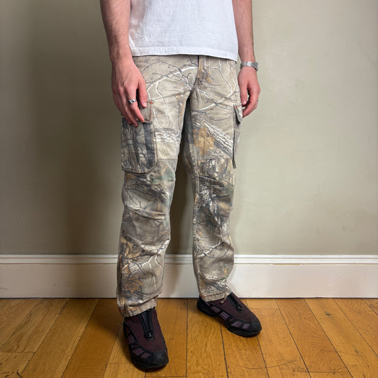 Vintage Real Tree Camo Green Hunting Workwear Cargo Trousers - 30R