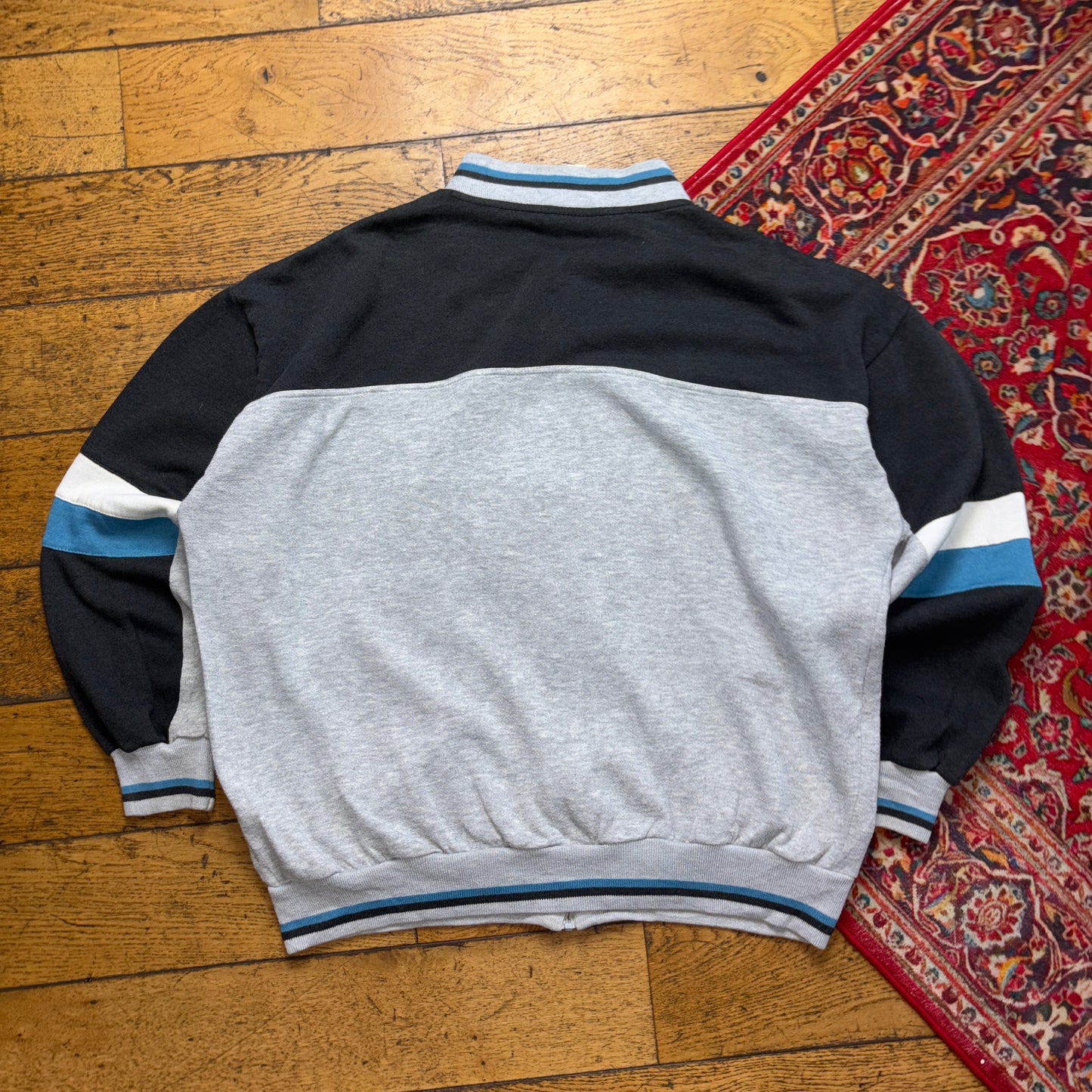 Vintage 80s Adidas Grey Zip Embroidered Sweatshirt - 2XL