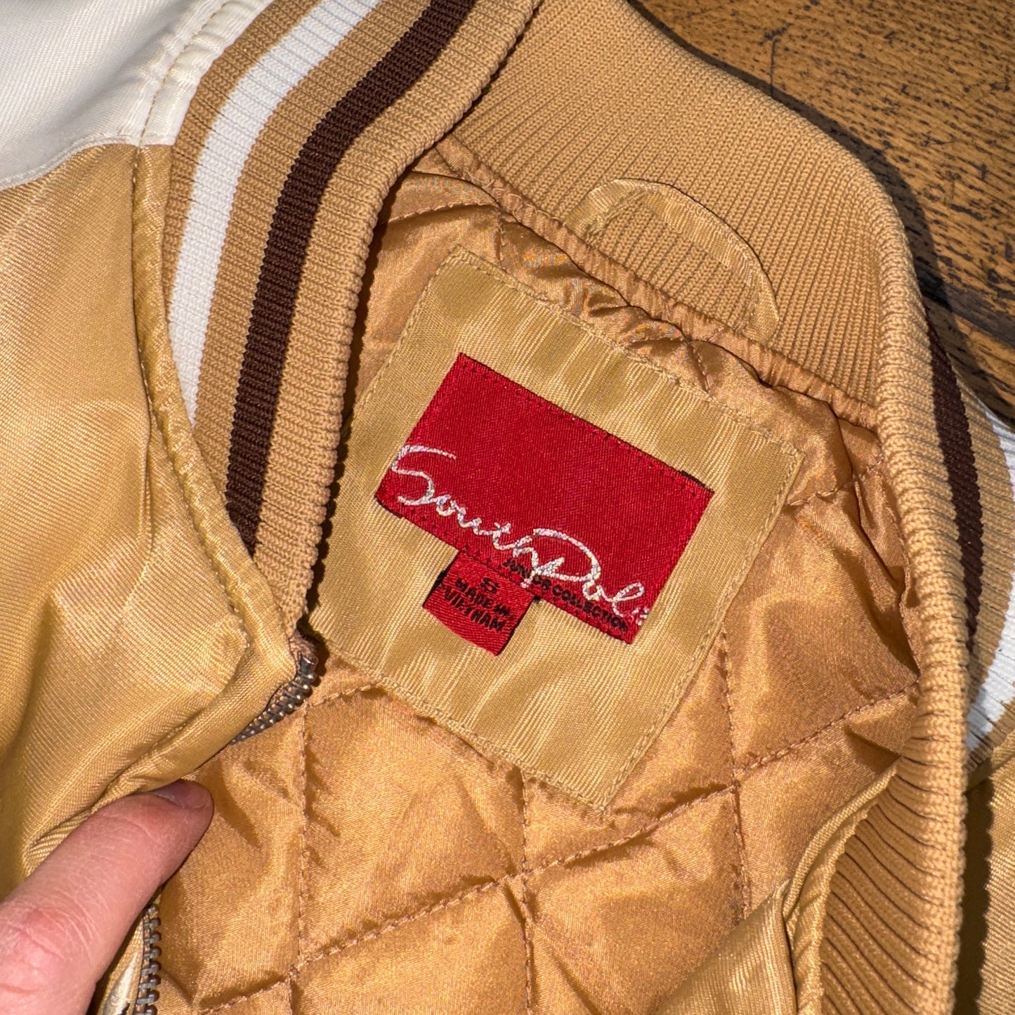 Vintage Southpole Y2K Brown Varsity Embroidered Hip Hop Baseball Jacket - S