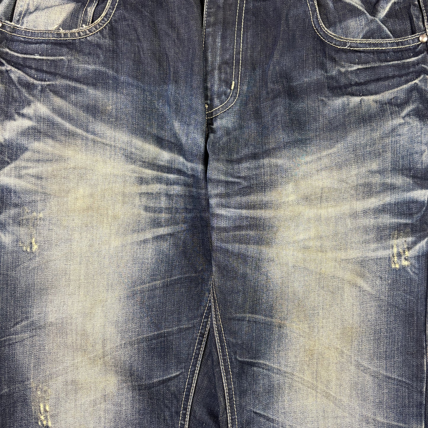 Vintage Blue Embroidered Y2K Hip Hop Baggy Jeans - 34