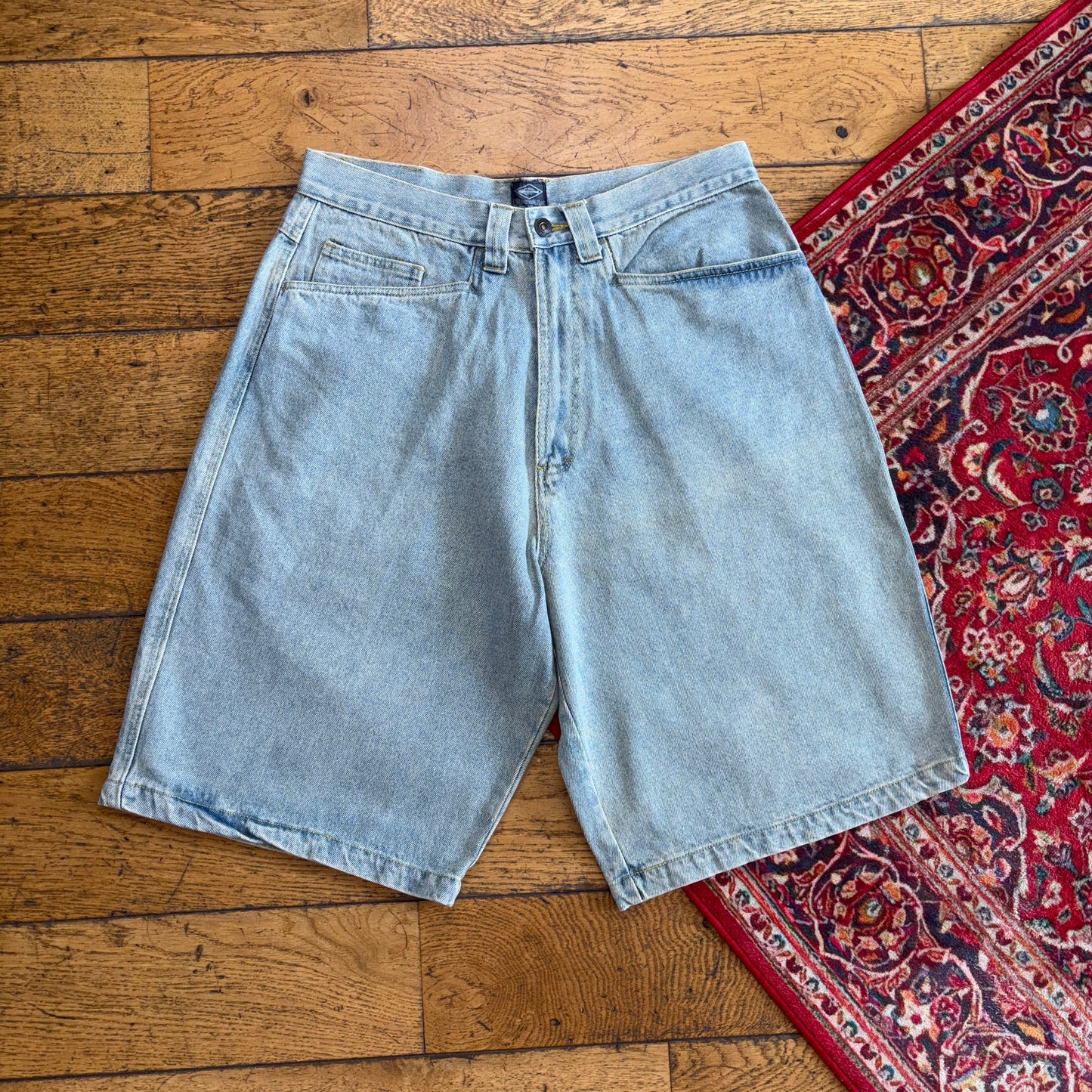 Vintage Embroidered Y2K Hip Hop Baggy Blue Shorts Jorts - 32
