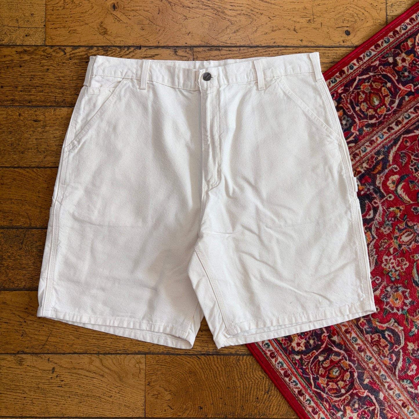 Vintage Carhartt Workwear Baggy Cream Carpenter Shorts - 38
