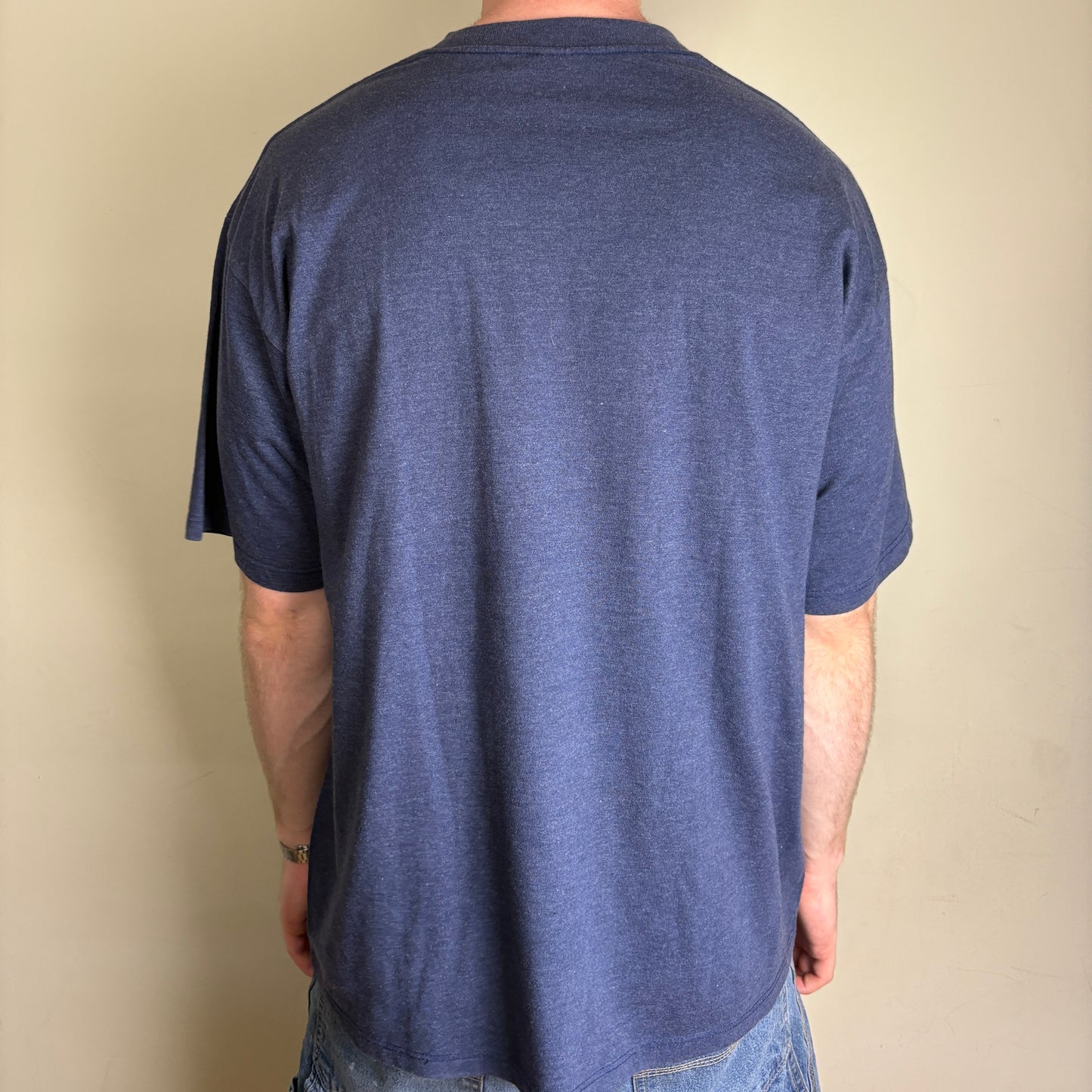 Vintage 90s Funny Slogan Jerzees Navy Single Stitch Graphic T-Shirt - XL