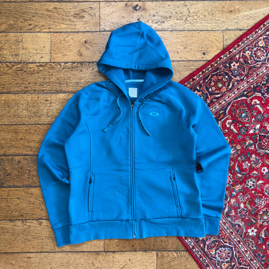 Vintage Oakley Blue Womens Sports Zip Hoodie Sweatshirt - XL