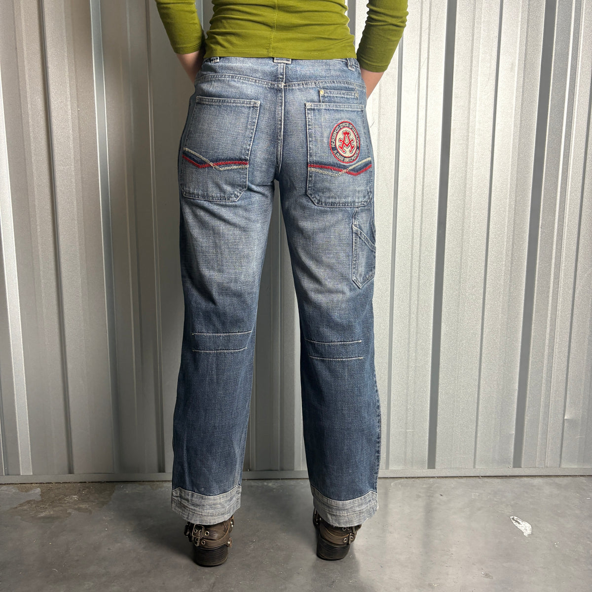 Embroidered Blue Japanese Denim Hip Hop Y2K Baggy Jeans - 28S