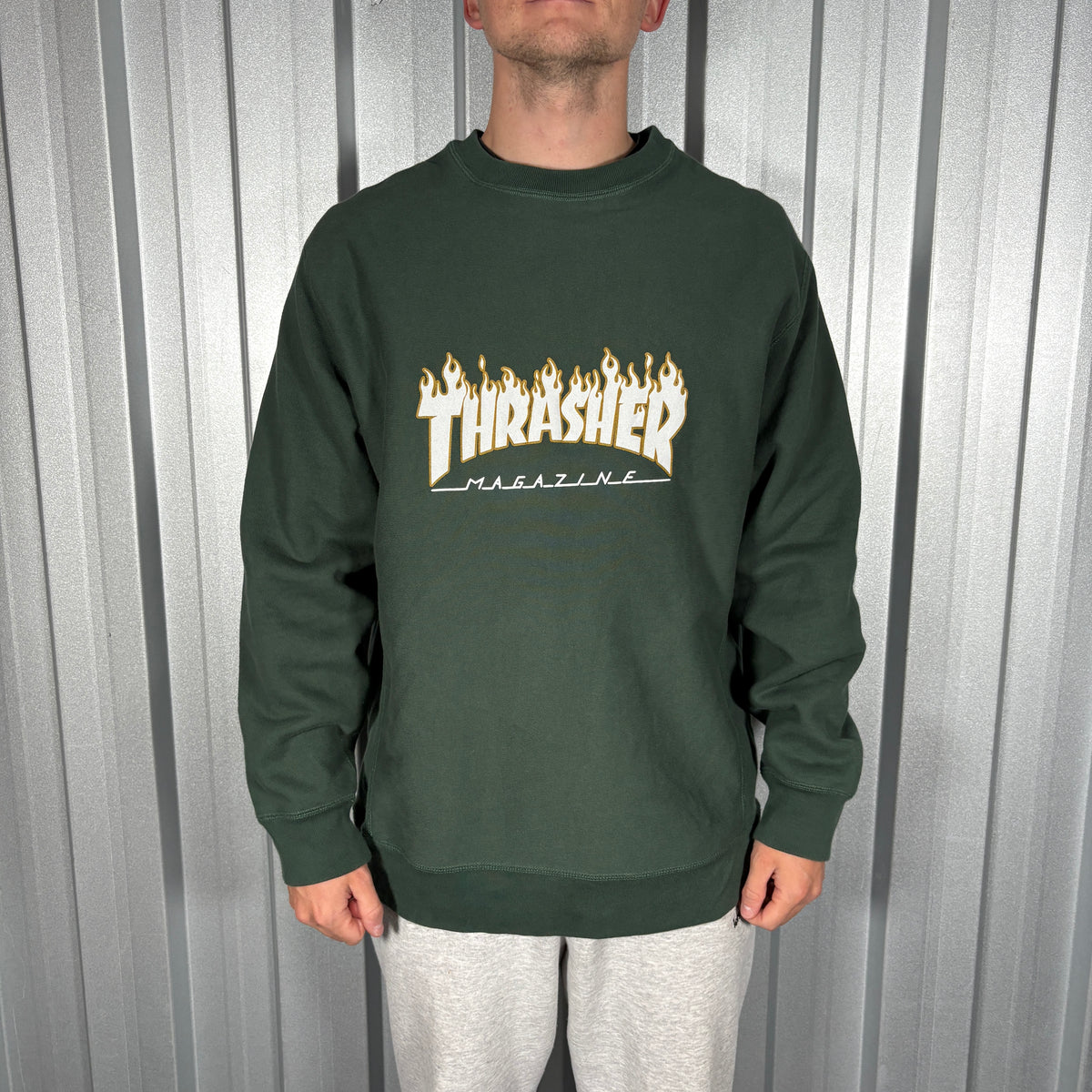 Thrasher Independent Green Flames Skate Sweatshirt - XL