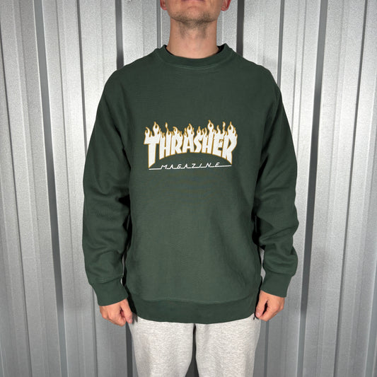Thrasher Independent Green Flames Skate Sweatshirt - XL