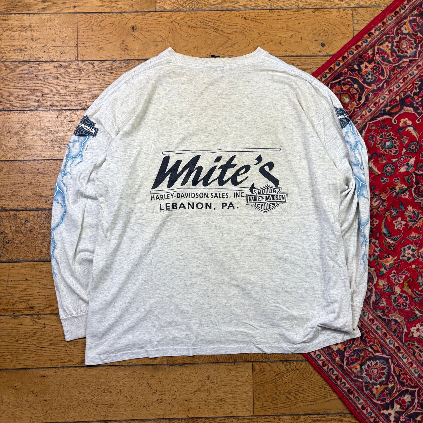 Vintage 1995 Harley Davidson Grey White Lightning Graphic T-Shirt - XL