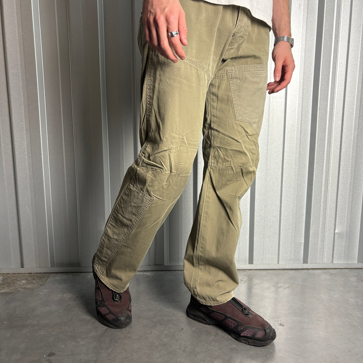 Vintage G Star Raw Green Cargo Fatigue Y2K Baggy Jeans - 33R