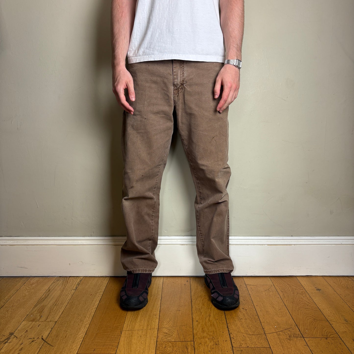 Vintage Dickies Brown Workwear Carpenter Baggy Trousers - 36S
