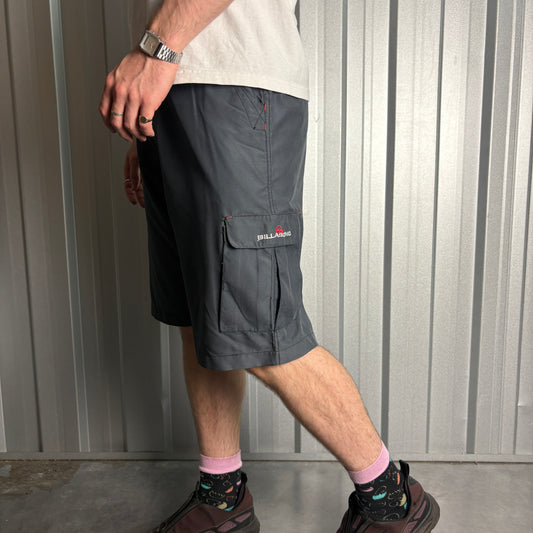 Vintage Billabong Grey Embroidered Y2K Surfwear Baggy Swimming Shorts - 32
