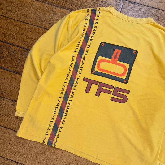 Vintage 90s Yellow Long Sleeve Graphic T-Shirt - XL