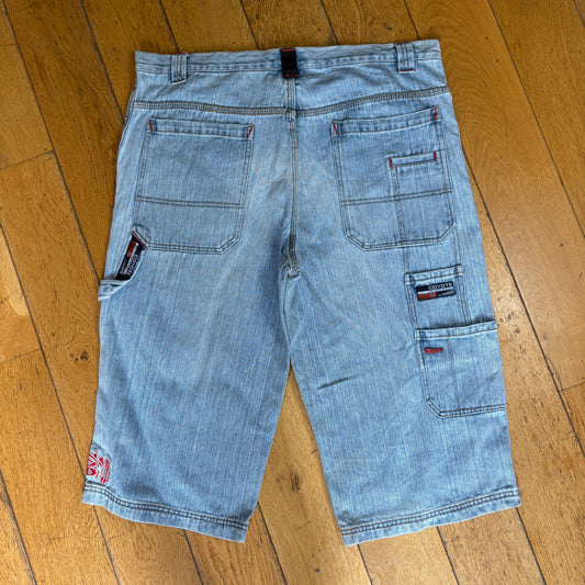 Vintage Coyote Embroidered Hip Hop Blue Baggy Shorts Jorts - 40